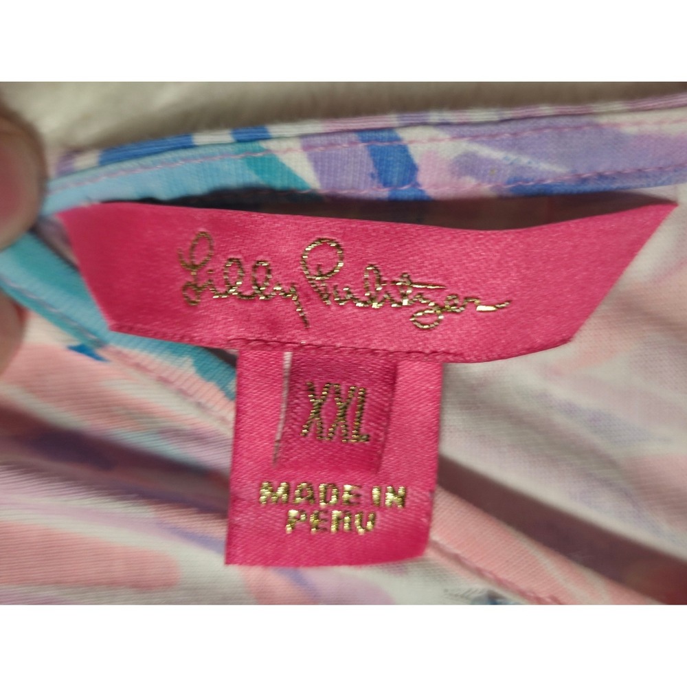 Lilly Pulitzer Halter Dress Womens XXL Pink Floral Good Pima Cotton Tassel Tie - Picture 3 of 10